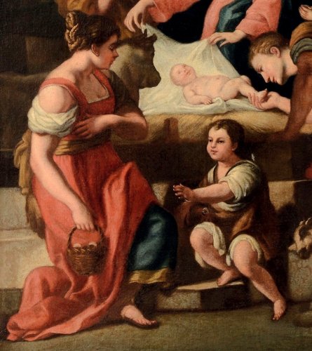 Tableaux et dessins  - Francesco Solimena (1657 - 1747), atelier - L'Adoration des bergers, XVIIe siècle